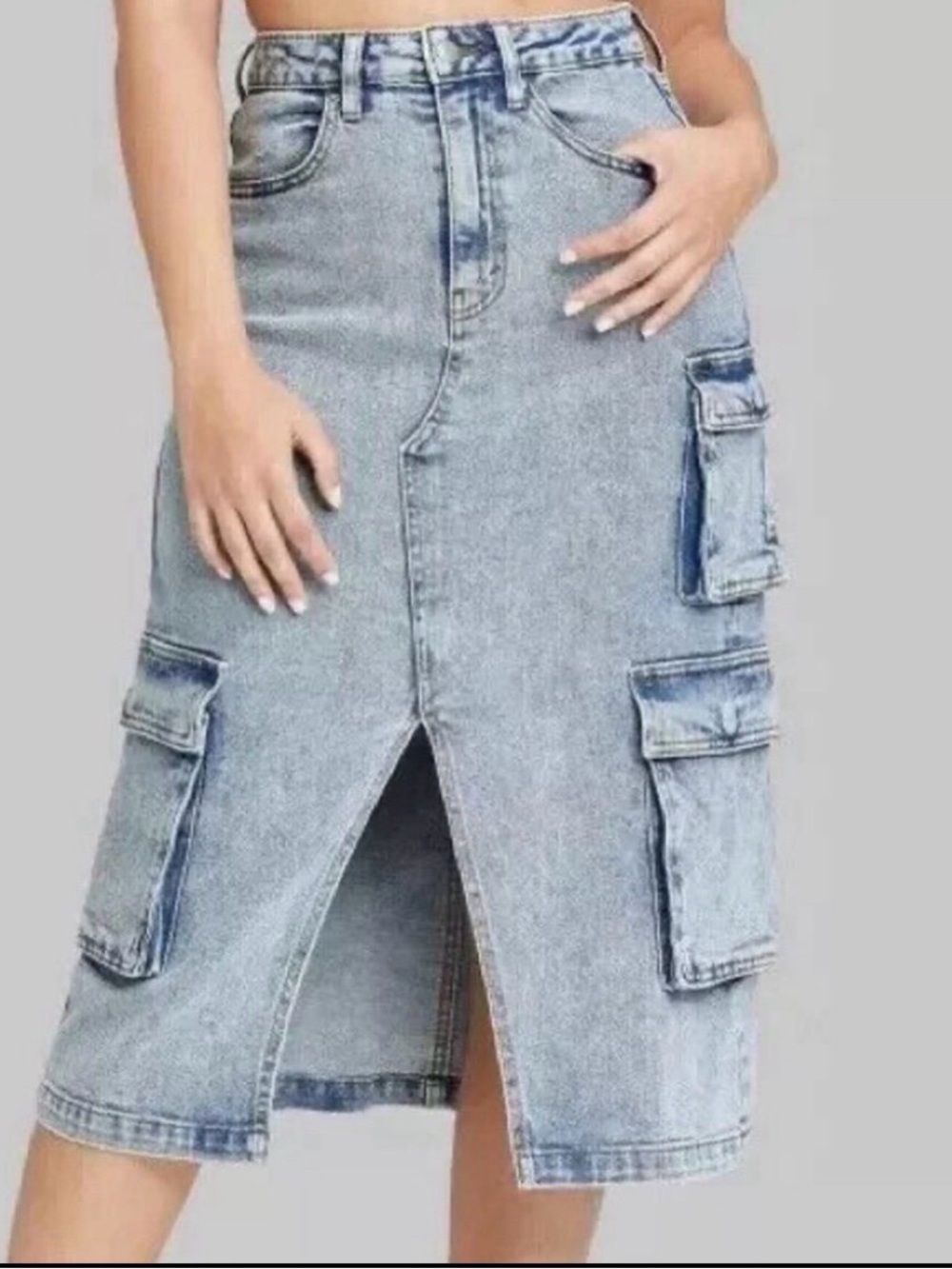 Wild Fable Cargo Pocket Denim Midi Skirt | Women’s XS